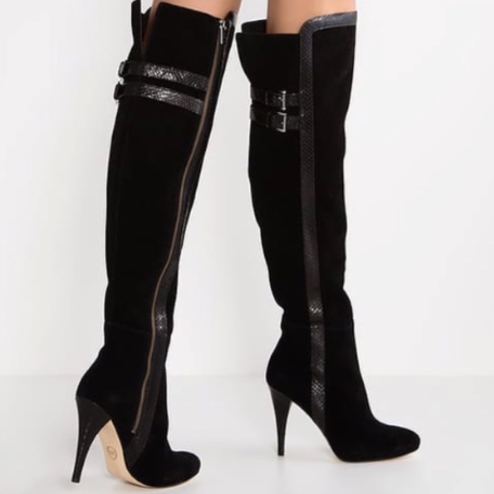 Michael Kors Delaney Over-The-Knee Black Suede Boots MSRP $350 Size 7.5 M